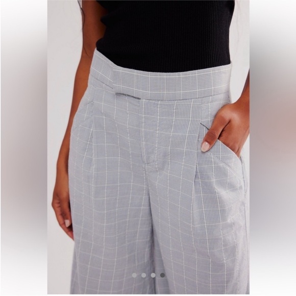 Free People Tegan plaid barrel pants trousers 2 used - Picture 2 of 9